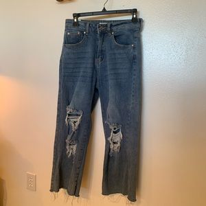 straight legged ripped jeans